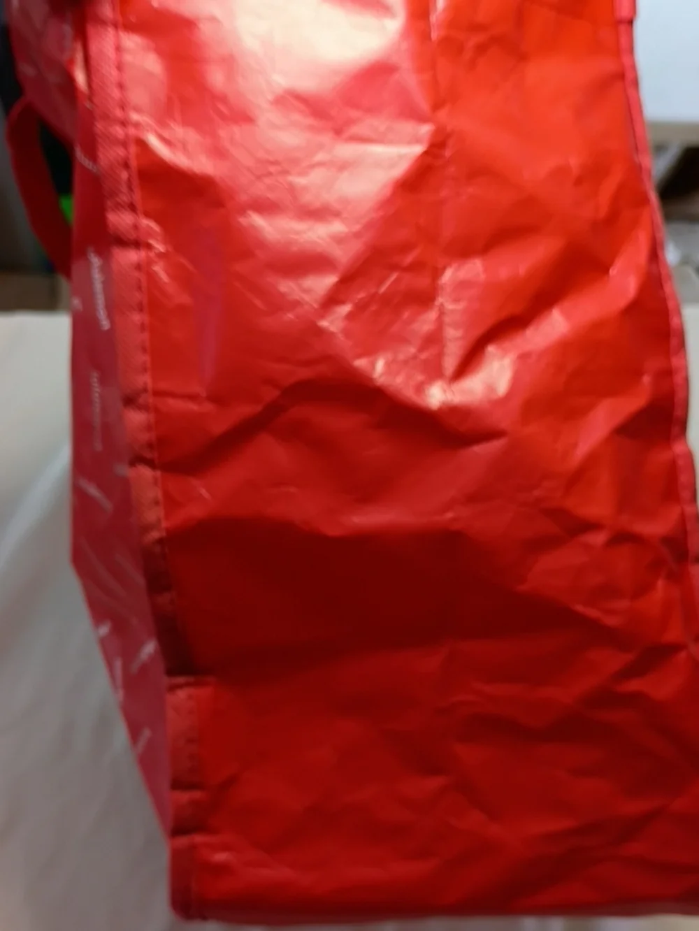 EUC Lululemon Red And Silver Reusable Shopping Tote Bag Jumbo XL Extra Large